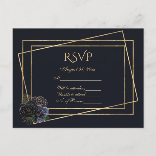 UAWG Navy und Gold mit Navy und Gold Glam-Rose Postkarte (Vorderseite)
