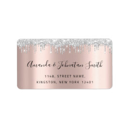 UAWG New Wedding Adress Silver Gray Tropfens Rose Adressaufkleber