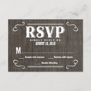 UAWG Old West Wood Wedding Repair Cards RSVP Karte