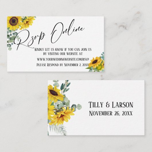 UAWG Online-Handschrift für Sonnenblumen und Eukal Begleitkarte (Vorne/Hinten)