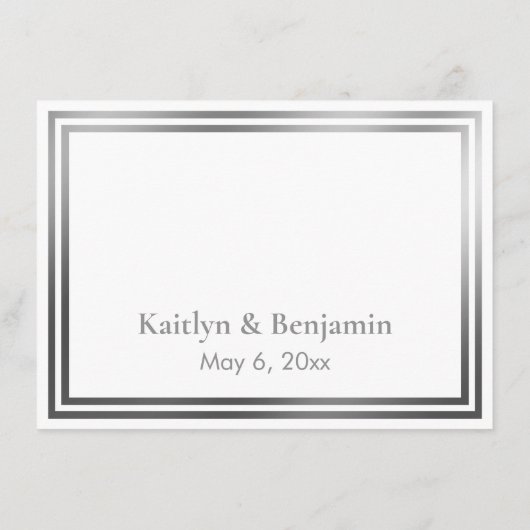 UAWG Online Simple Elegant Silber und Weiß Border Begleitkarte (Rückseite)