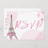 UAWG Paris Eiffelturm Pink White Sweet 16 Einladungspostkarte (Vorne/Hinten)