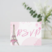 UAWG Paris Eiffelturm Pink White Sweet 16 Einladungspostkarte (Stehend Vorderseite)