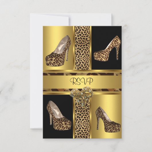 UAWG Party Hi Heel Schuhe Leopard Gold Einladung (Vorderseite)