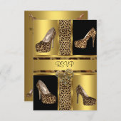 UAWG Party Hi Heel Schuhe Leopard Gold RSVP Karte (Vorne/Hinten)