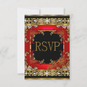 UAWG Party Verziert Red Asian Gold Bamboo Image RSVP Karte (Vorderseite)