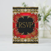 UAWG Party Verziert Red Asian Gold Bamboo Image RSVP Karte (Stehend Vorderseite)