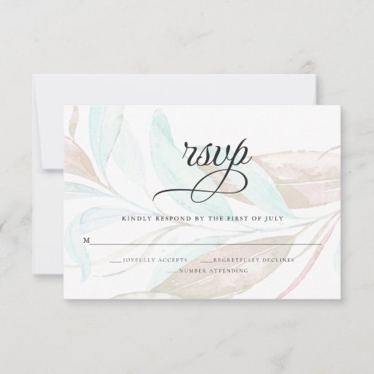 UAWG | Pastel Watercolor Minzfolien RSVP Karte (Vorderseite)