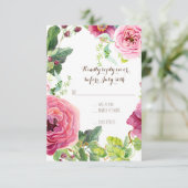 UAWG Peony Rose Wreath Leaf Raspberr Modern Simple RSVP Karte (Stehend Vorderseite)