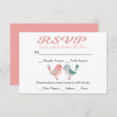 UAWG Pink & Blue Lovebirds Hochzeitsfeier RSVP Karte (Vorne/Hinten)