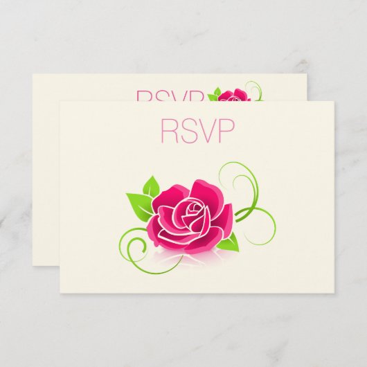 UAWG Pink Rose Illustration RSVP Karte (Vorne/Hinten)