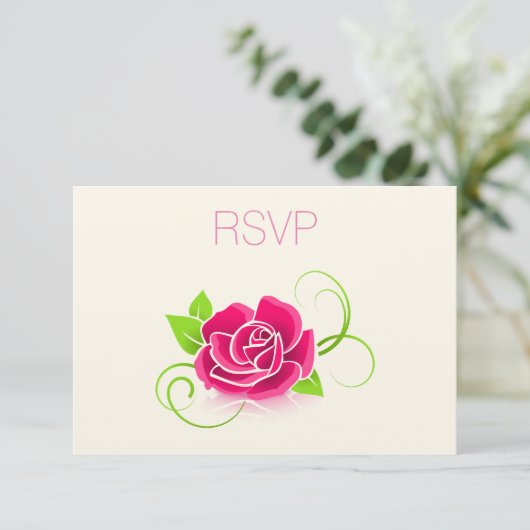 UAWG Pink Rose Illustration RSVP Karte (Stehend Vorderseite)