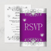 UAWG Plum Pink Wedding White Diamond Hearts Einladung (Vorne/Hinten)