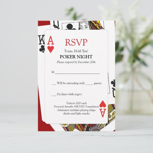 UAWG Poker Night RSVP Karte (Stehend Vorderseite)