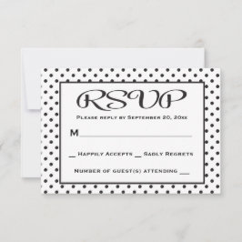 UAWG Polka Dot Black and White Wedding / Party RSVP Karte