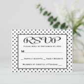 UAWG Polka Dot Black and White Wedding / Party RSVP Karte (Stehend Vorderseite)