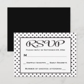UAWG Polka Dot Black and White Wedding / Party RSVP Karte (Vorne/Hinten)