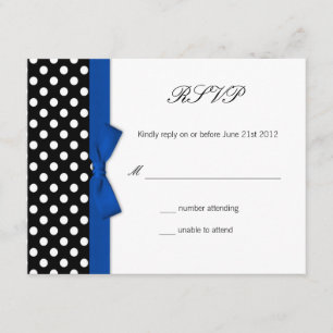 UAWG - Polka Dot Blue Bow Wedding Response Card RSVP Karte