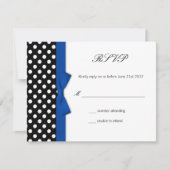 UAWG - Polka Dot Blue Bow Wedding Response Card RSVP Karte (Vorderseite)
