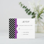 UAWG - Polka Dot Lila Bow Wedding Response Card RSVP Karte (Stehend Vorderseite)