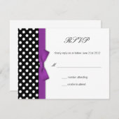 UAWG - Polka Dot Lila Bow Wedding Response Card RSVP Karte (Vorne/Hinten)