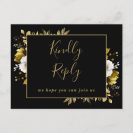 UAwg Postkarte für Schwarz-Gold-Floral-Song