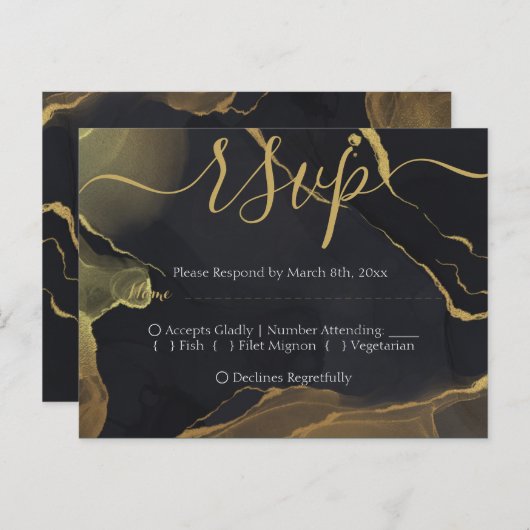 uAwg Postkarte für Schwarz und Gold-Marmor (Vorne/Hinten)