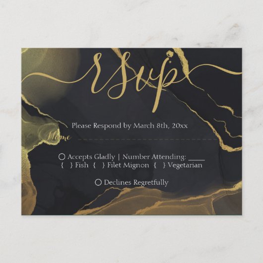 uAwg Postkarte für Schwarz und Gold-Marmor (Vorderseite)