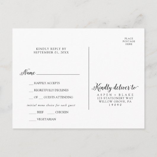 UAWG Postkarte für Vintages Skriptmenü (Rückseite)