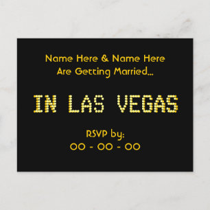 UAWG Postkarte. Schwarz & Gelb. Las Vegas Hochzeit Einladungspostkarte