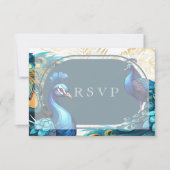 UAwg Premium Peacocks Feathers Wedding RSVP Karte (Vorderseite)