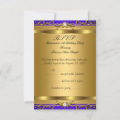 UAWG Princess Quinceanera Elite Royal Blue Shoe RSVP Karte (Rückseite)