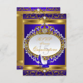 UAWG Princess Quinceanera Elite Royal Blue Shoe RSVP Karte (Vorne/Hinten)