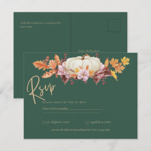 UAWG - Pumpkin Green Gold Hochzeit im Herbst Postkarte