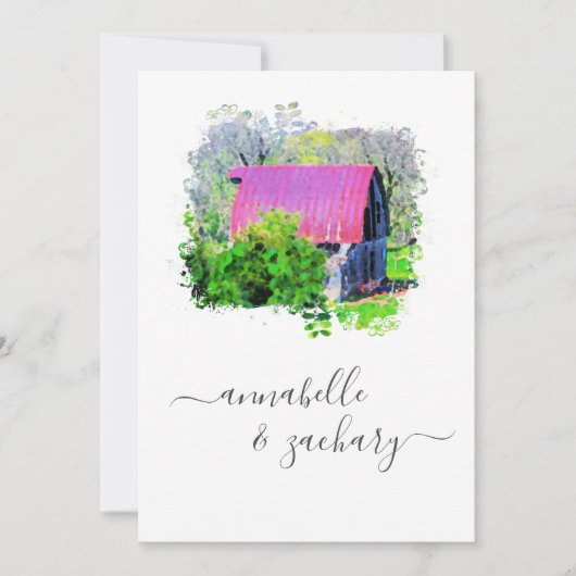 *~* UAWG QR Altes Stallland Rustikale AR19 Hochzei Einladung (Vorderseite)