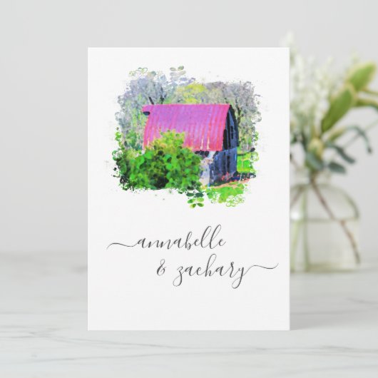 *~* UAWG QR Altes Stallland Rustikale AR19 Hochzei Einladung (Stehend Vorderseite)