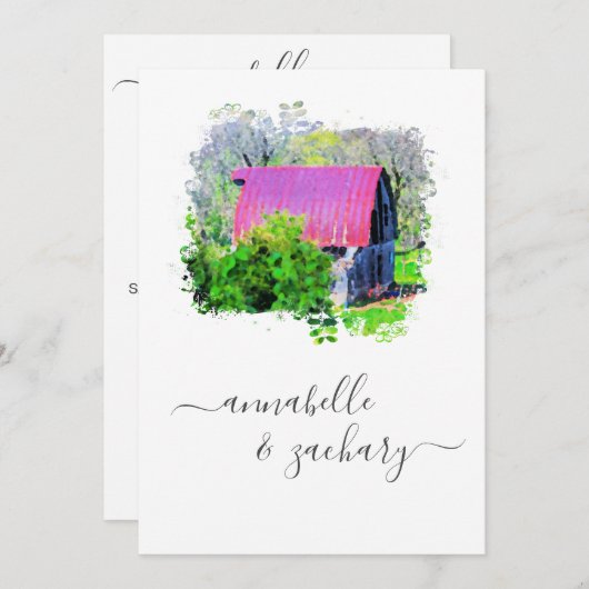 *~* UAWG QR Altes Stallland Rustikale AR19 Hochzei Einladung (Vorne/Hinten)