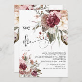 *~* UAWG QR AR15 Floral Burgund Rose WEDDING Einladung (Vorne/Hinten)