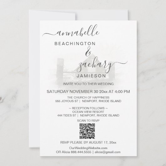 *~* UAWG QR Barn American Flag AR19 Wedding Einladung (Rückseite)