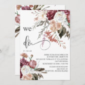 *~* UAWG QR BlumenMERLOT Rose AR15 WEDDING Einladung (Vorne/Hinten)