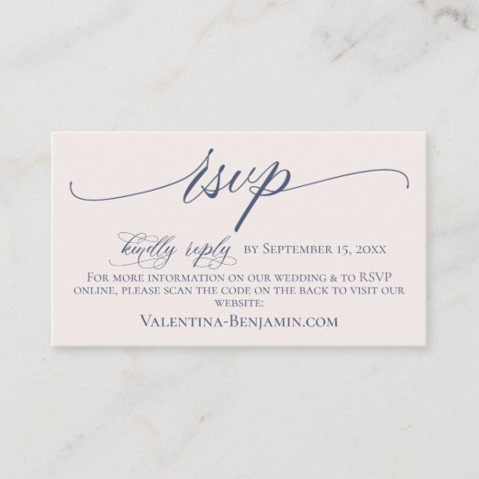 UAwg QR-Code der eleganten Hochzeitswebsite Begleitkarte (Vorderseite)