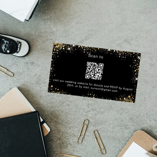 UAwg QR-Code der Hochzeitswebsite für Schwarzes Go Begleitkarte