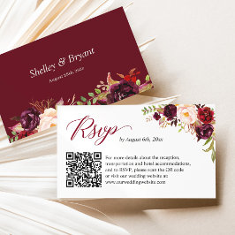 UAwg QR-Code der Website von Burgund Blush Floral  Begleitkarte