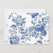 UAWG QR Code French Floral Toile Blue Wedding RSVP Karte (Rückseite)