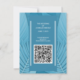 UAwg QR-Code-Karte für Hochzeitreaktion | Tropisch RSVP Karte