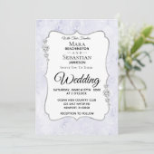 *~* UAWG + QR + FOTO Diamant Damask Hochzeit Einladung (Stehend Vorderseite)