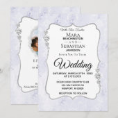 *~* UAWG + QR + FOTO Diamant Damask Hochzeit Einladung (Vorne/Hinten)