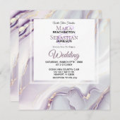 *~* UAWG QR GOLD LAVENDER MARBLe AR66 Wedding Einladung (Vorne/Hinten)
