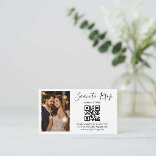 uAwg qr minimalistisches Foto für Hochzeiten Begleitkarte (Stehend Vorderseite)