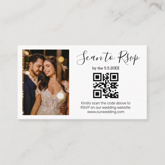 uAwg qr minimalistisches Foto für Hochzeiten Begleitkarte (Vorderseite)